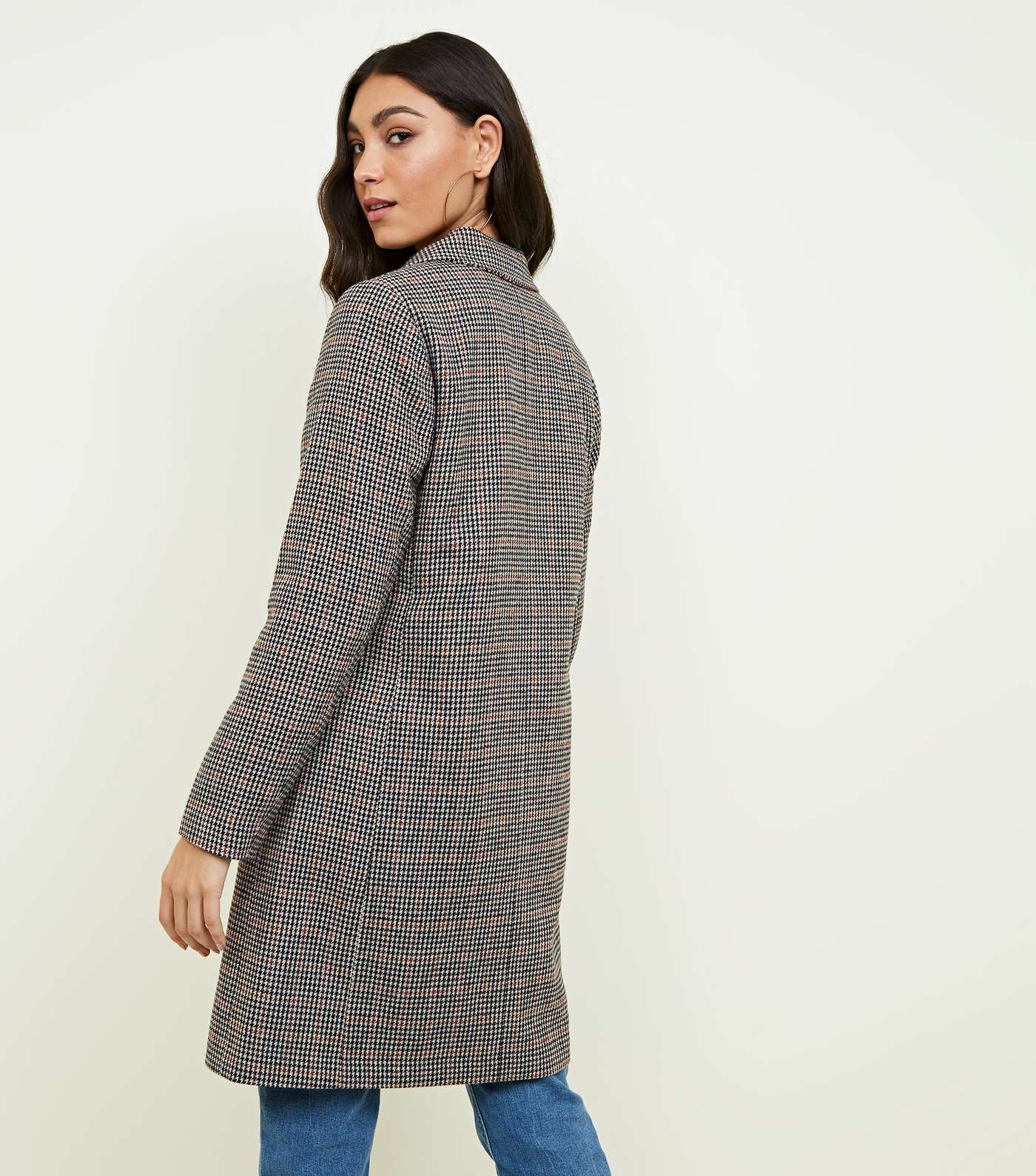 Brown Houndstooth Check Coat  Image 3