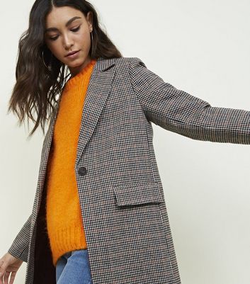 Brown Houndstooth Check Coat | New Look