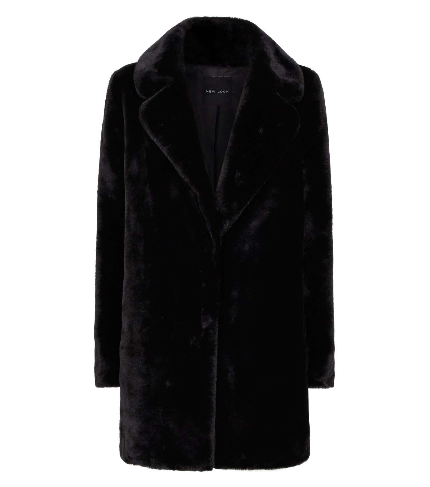 Black Faux Fur Longline Coat Image 4