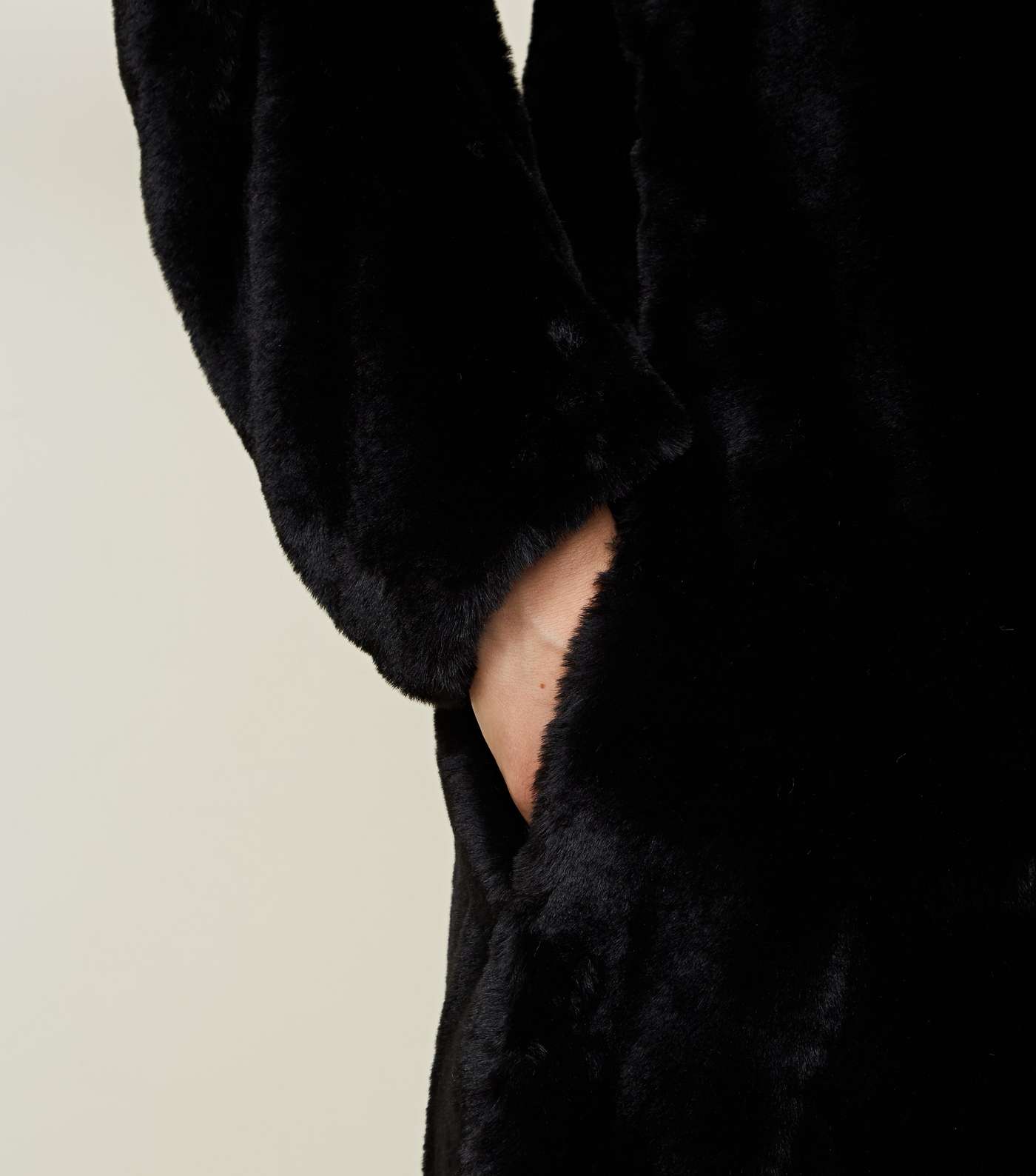 Black Faux Fur Longline Coat Image 6