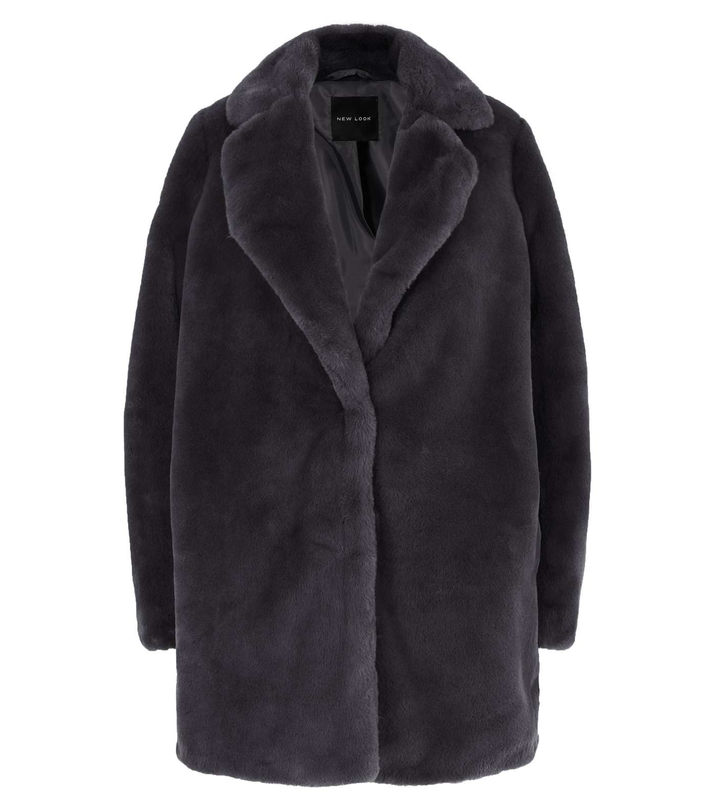 Dark Grey Faux Fur Longline Coat  Image 4