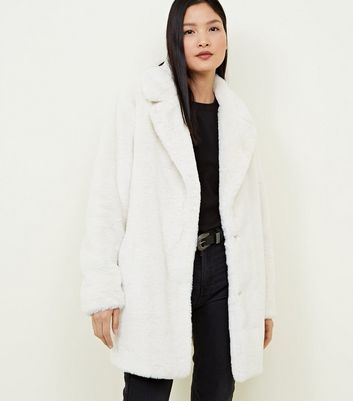 New look white fur coat hotsell