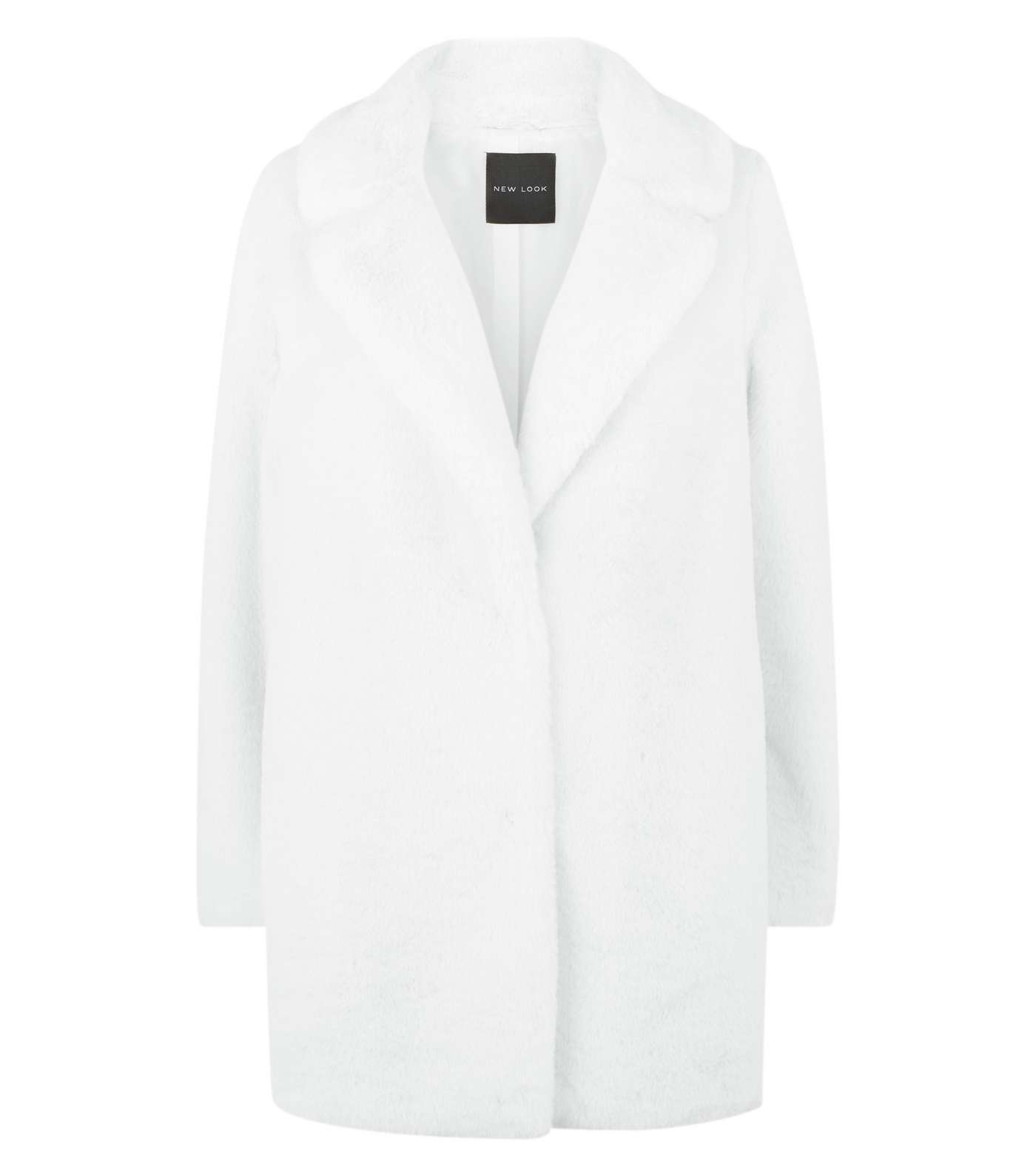 White Faux Fur Longline Coat Image 4