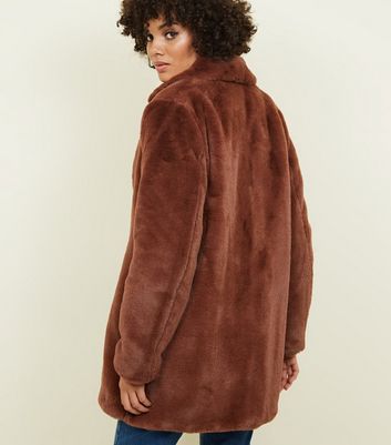 New look rust on sale faux fur coat