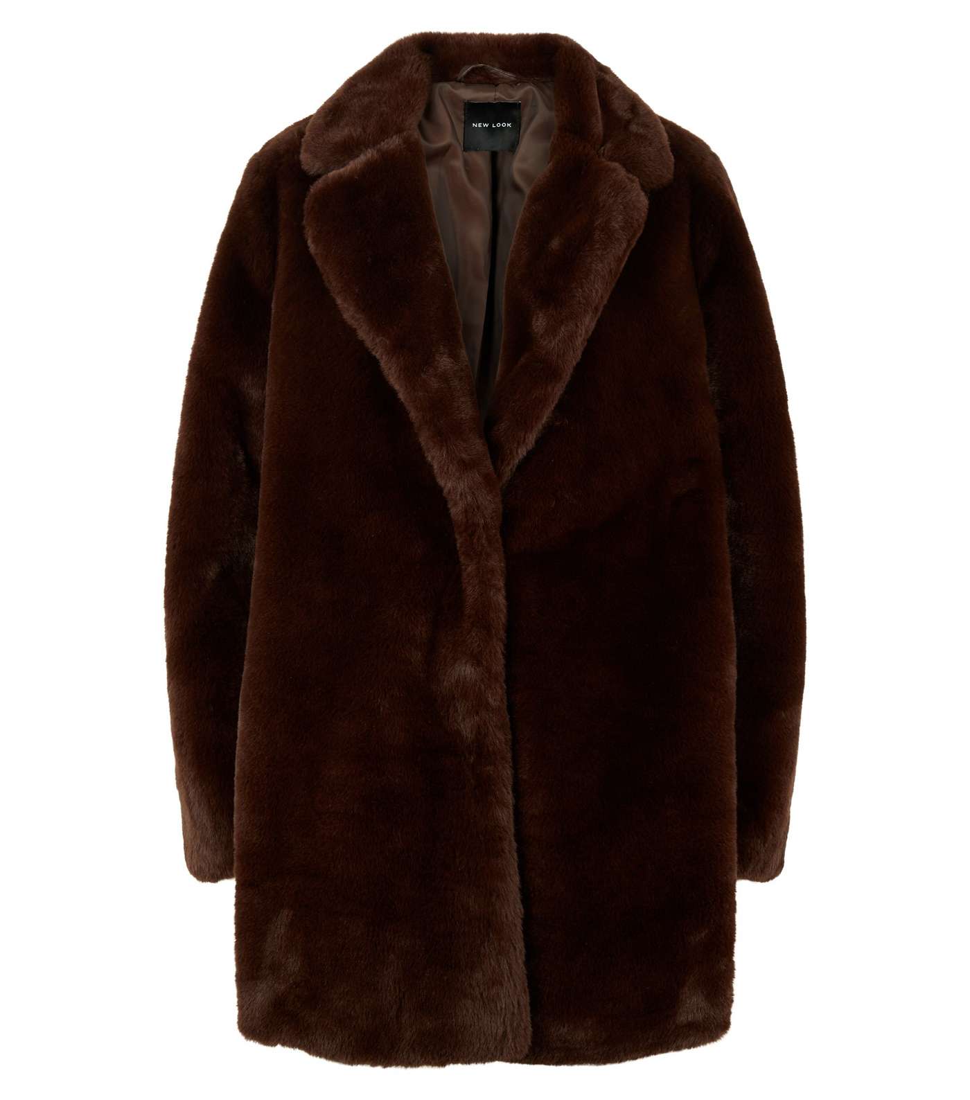 Dark Brown Faux Fur Longline Coat  Image 4