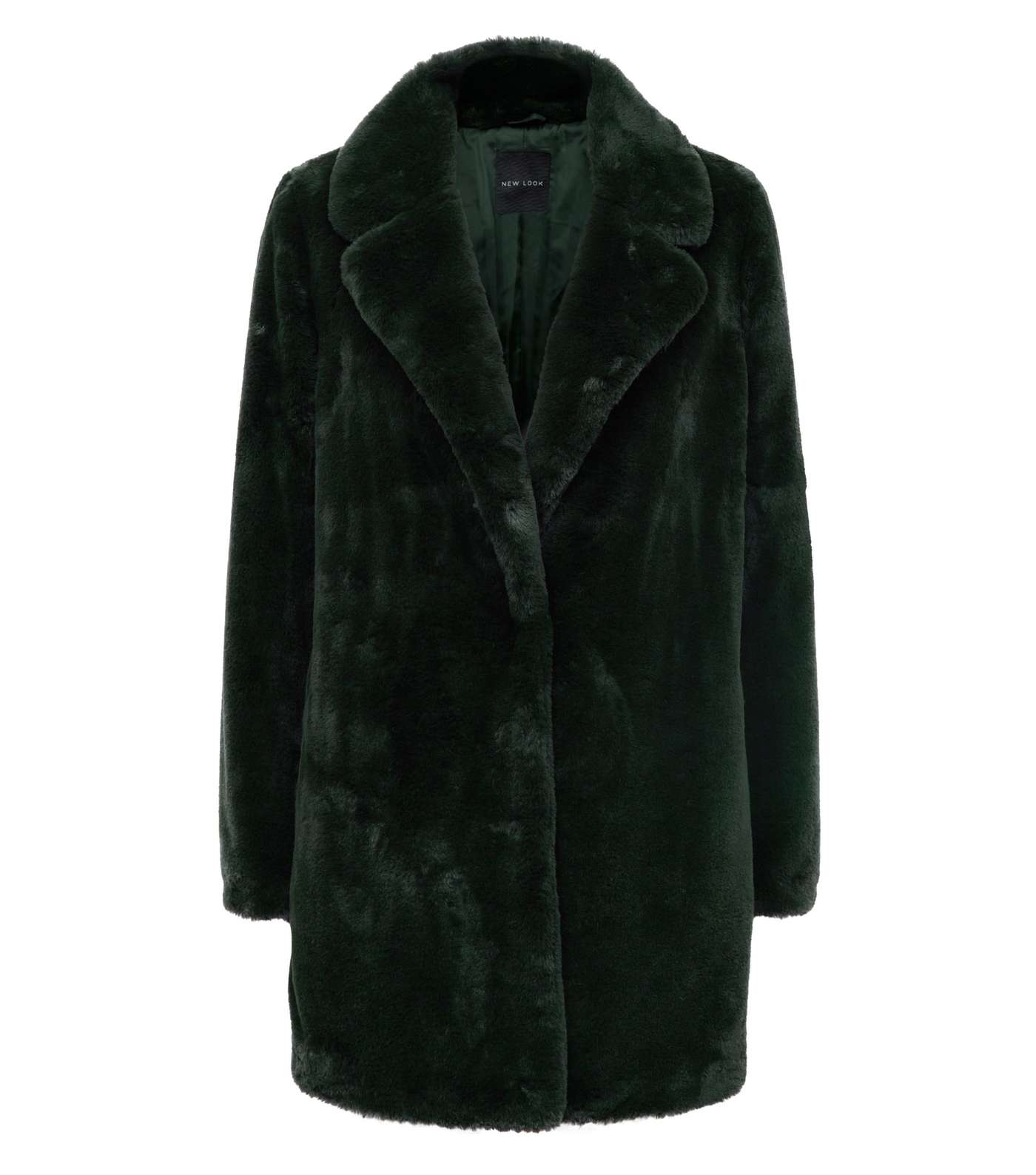 Dark Green Faux Fur Longline Coat Image 4
