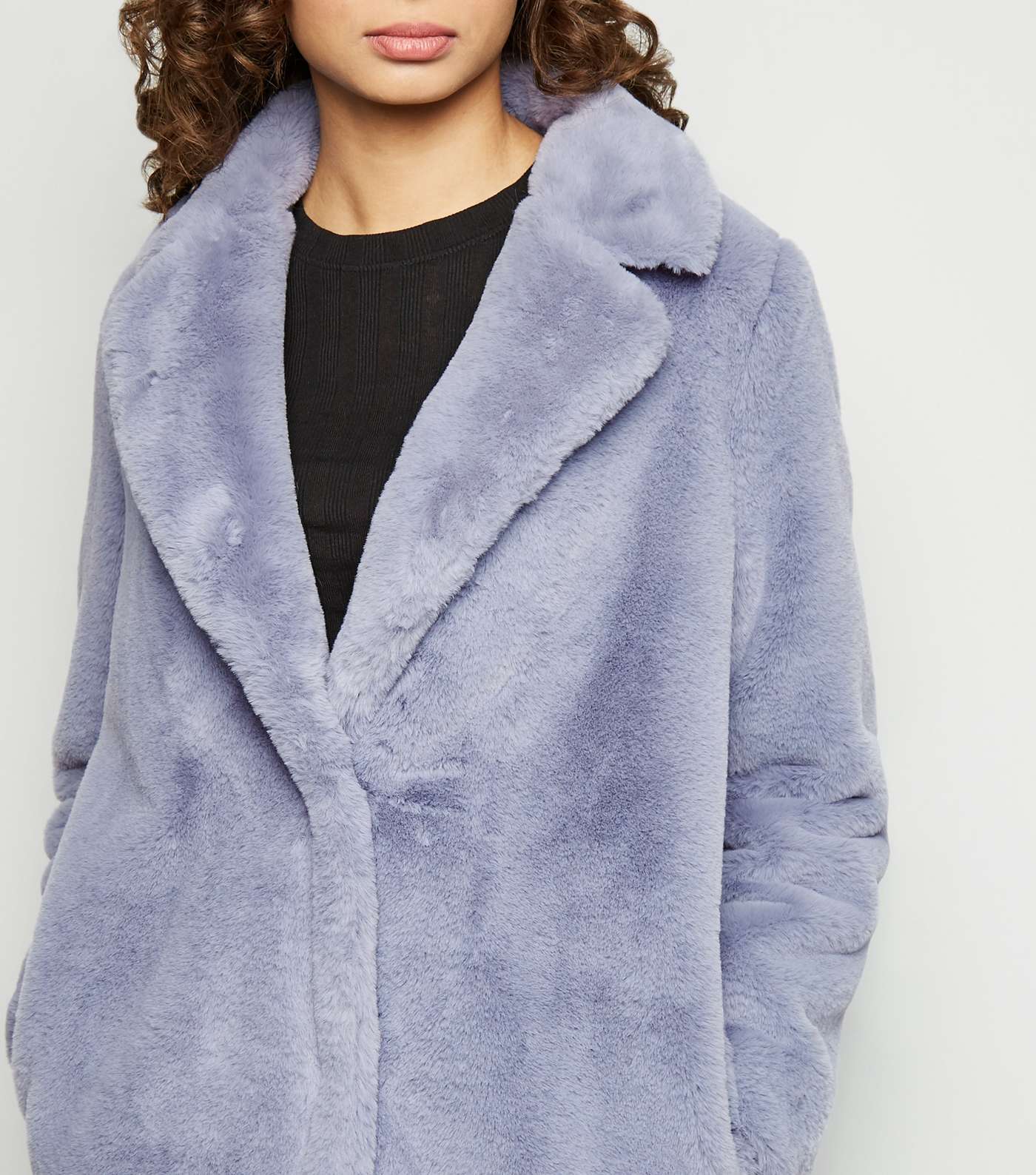 Pale Blue Faux Fur Longline Coat Image 3