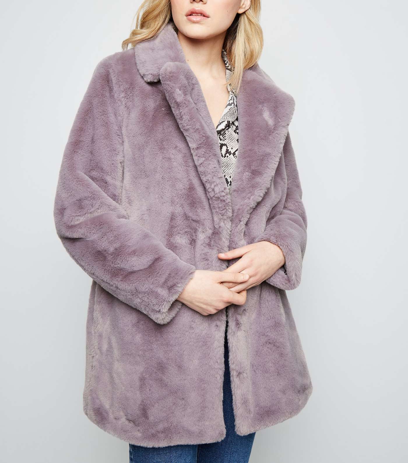 Lilac Faux Fur Longline Coat 