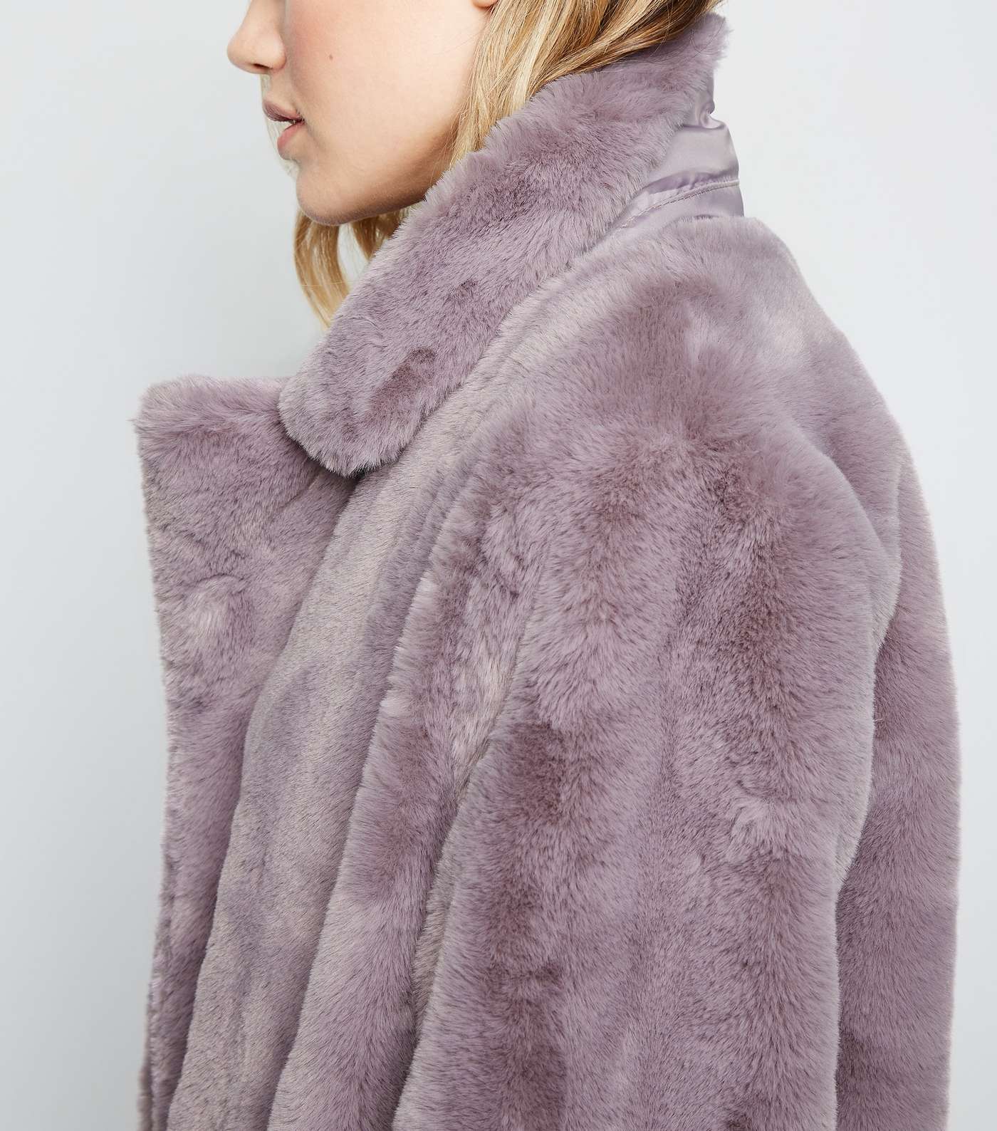Lilac Faux Fur Longline Coat  Image 3