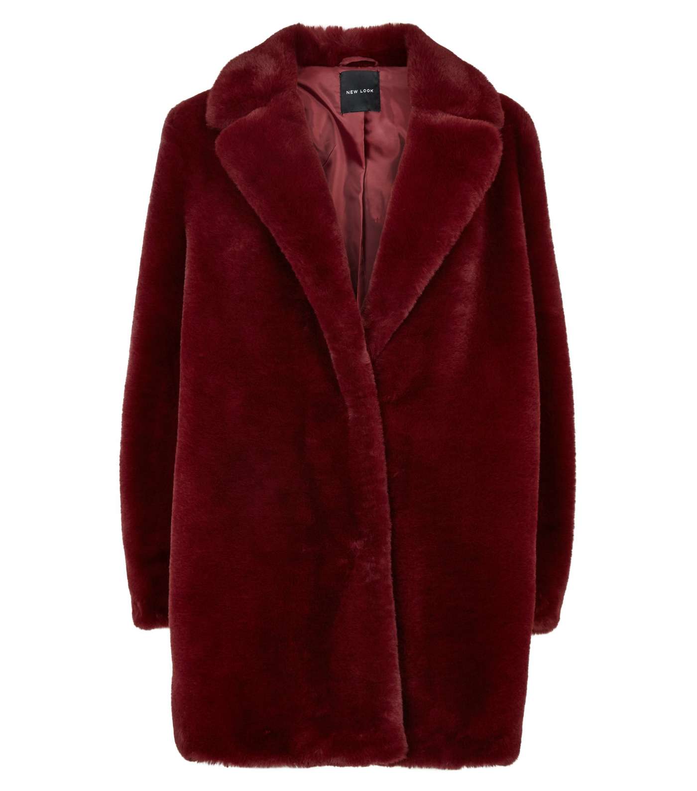 Burgundy Faux Fur Longline Coat  Image 4