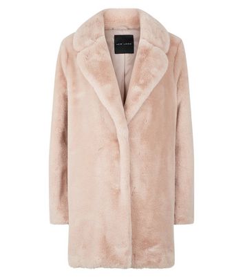 new look fur coat pink