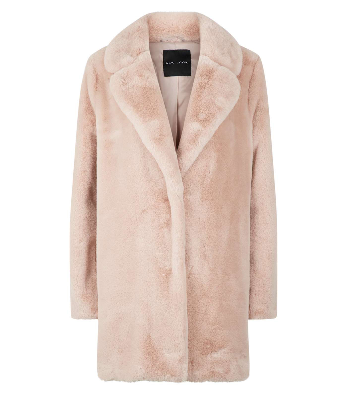 Pale Pink Faux Fur Longline Coat Image 4