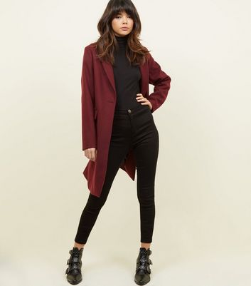 Burgundy Single Breasted Formal Coat New Look