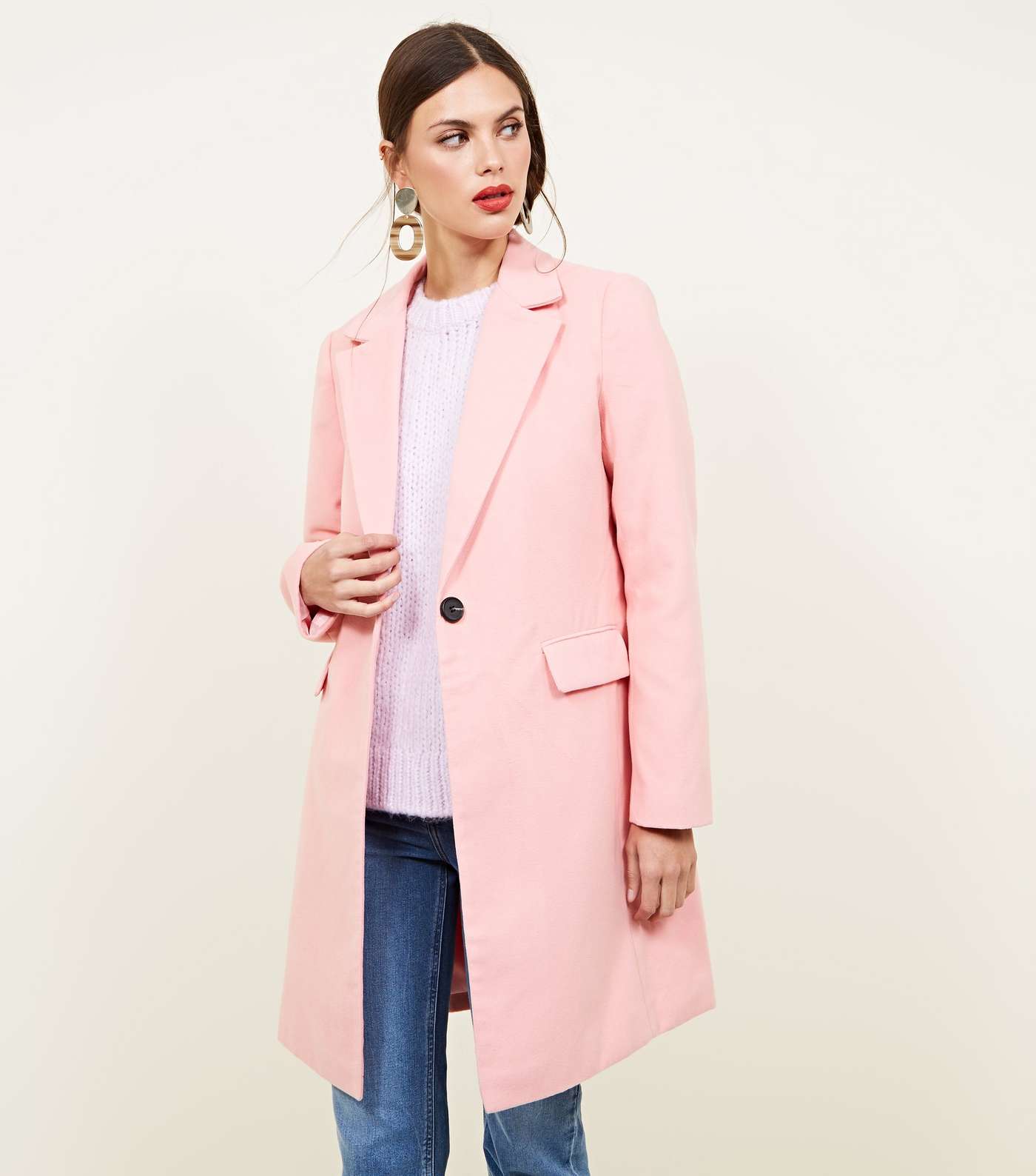 Pink Single Breasted Formal Coat