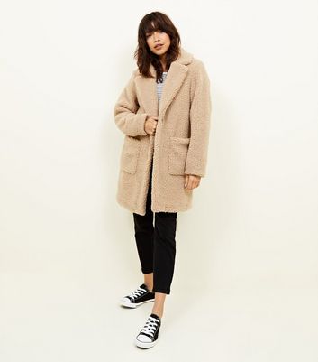 New look teddy bear coat cream best sale