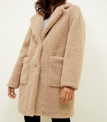 New look teddy top bear coat cream