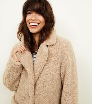 new look teddy coat beige