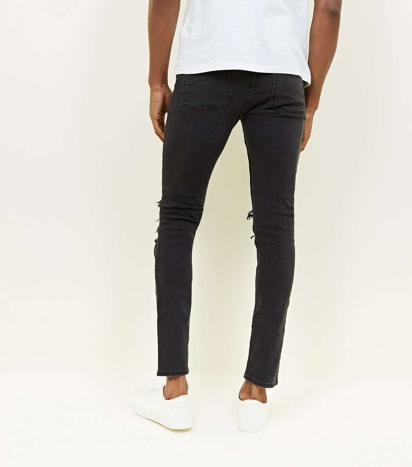Black Washed Ripped Knee Skinny Jeans Image 3