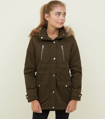 new look faux fur hood parka