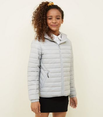 Girls grey puffer jacket best sale