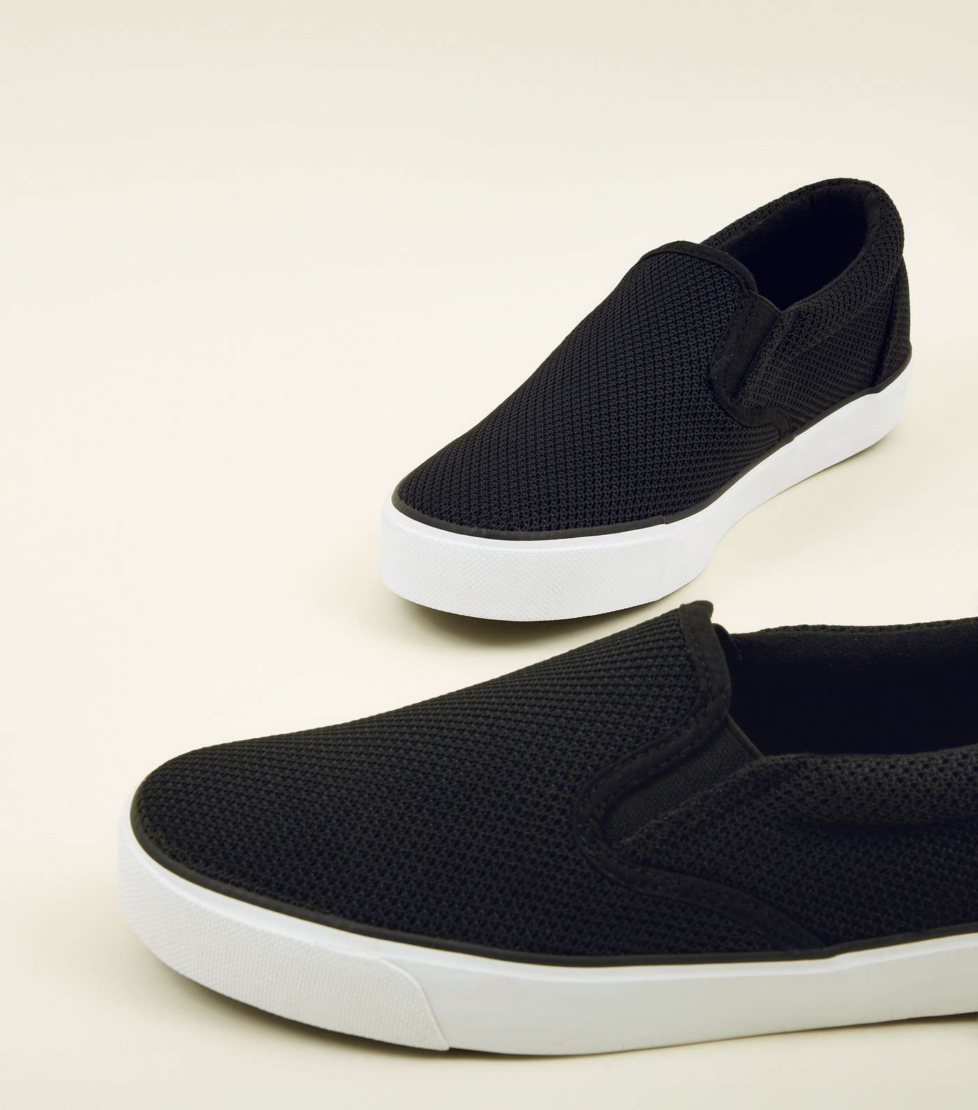 Black Knitted Slip On Trainers Image 4