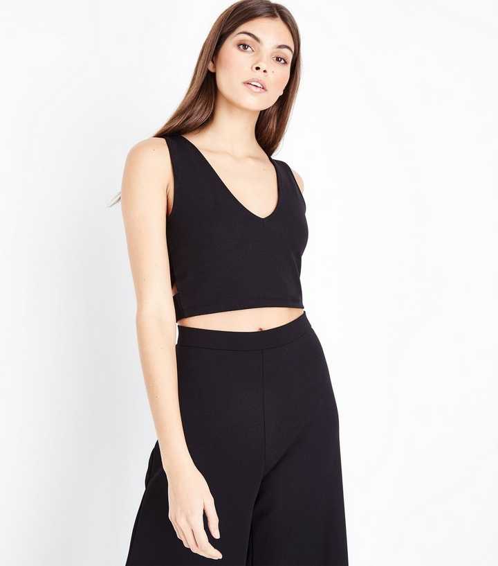 Black Cut Out Crop Top