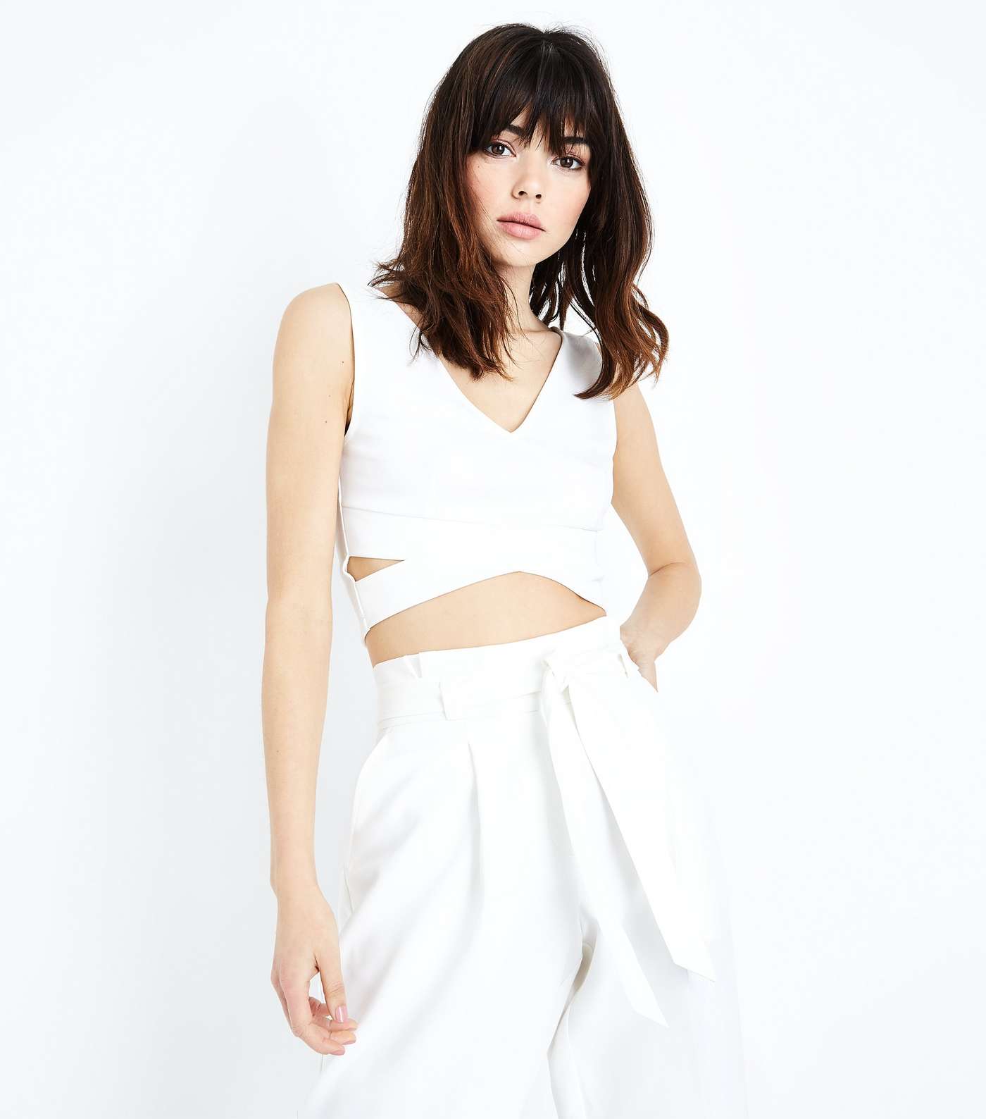 Off White Cut Out Crop Top
