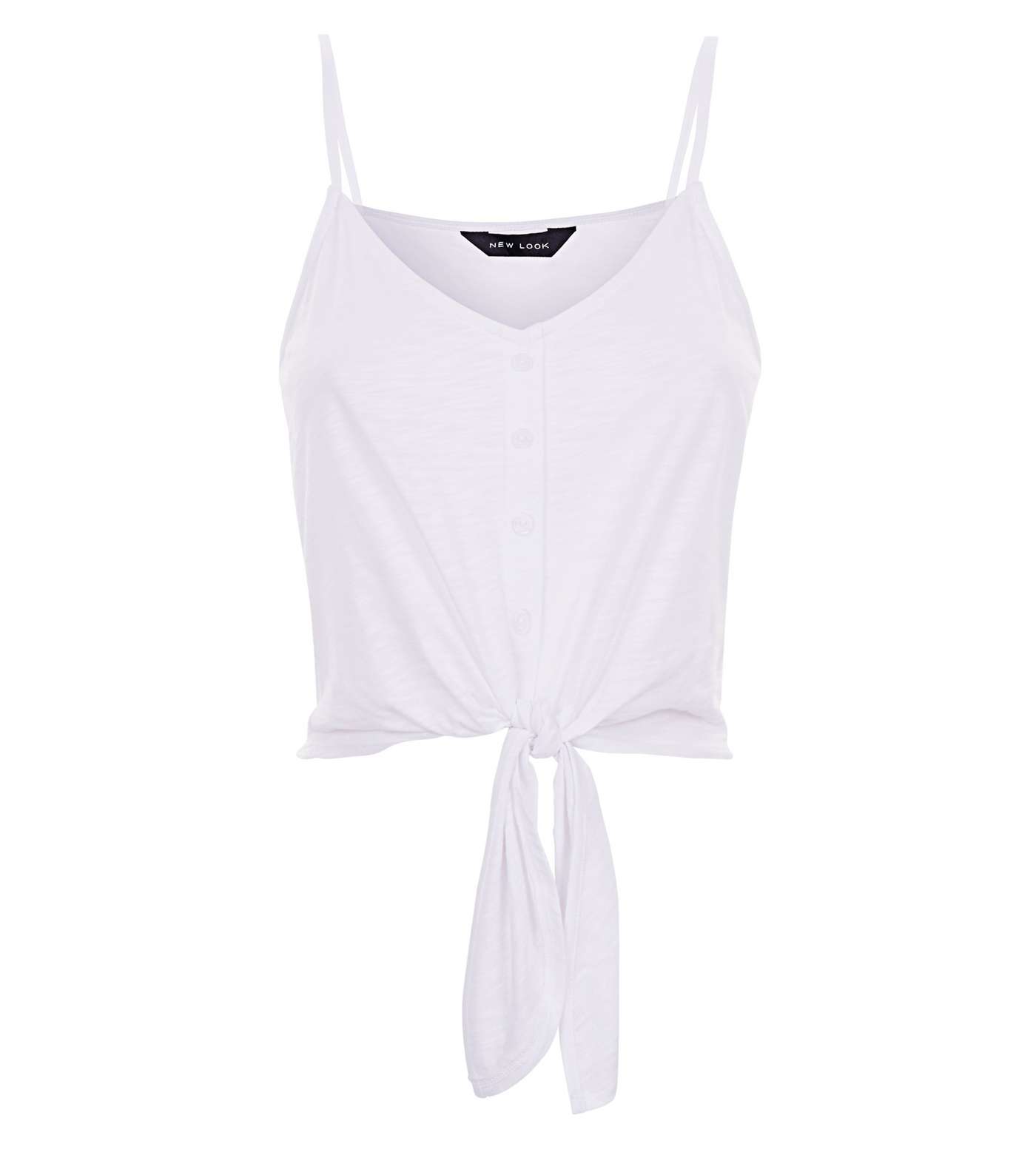 White Button Tie Front Cami Top Image 4