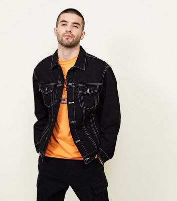 mens black oversized denim jacket