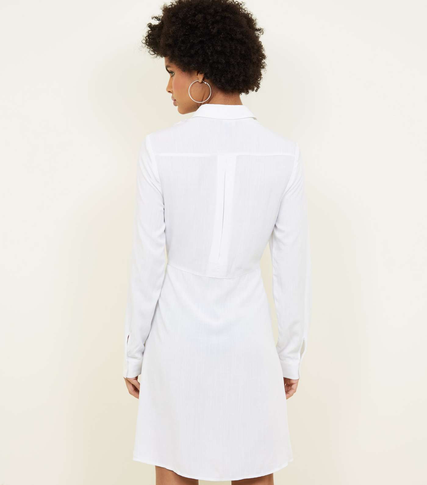 White Tie Front Shirt Dress Image 3