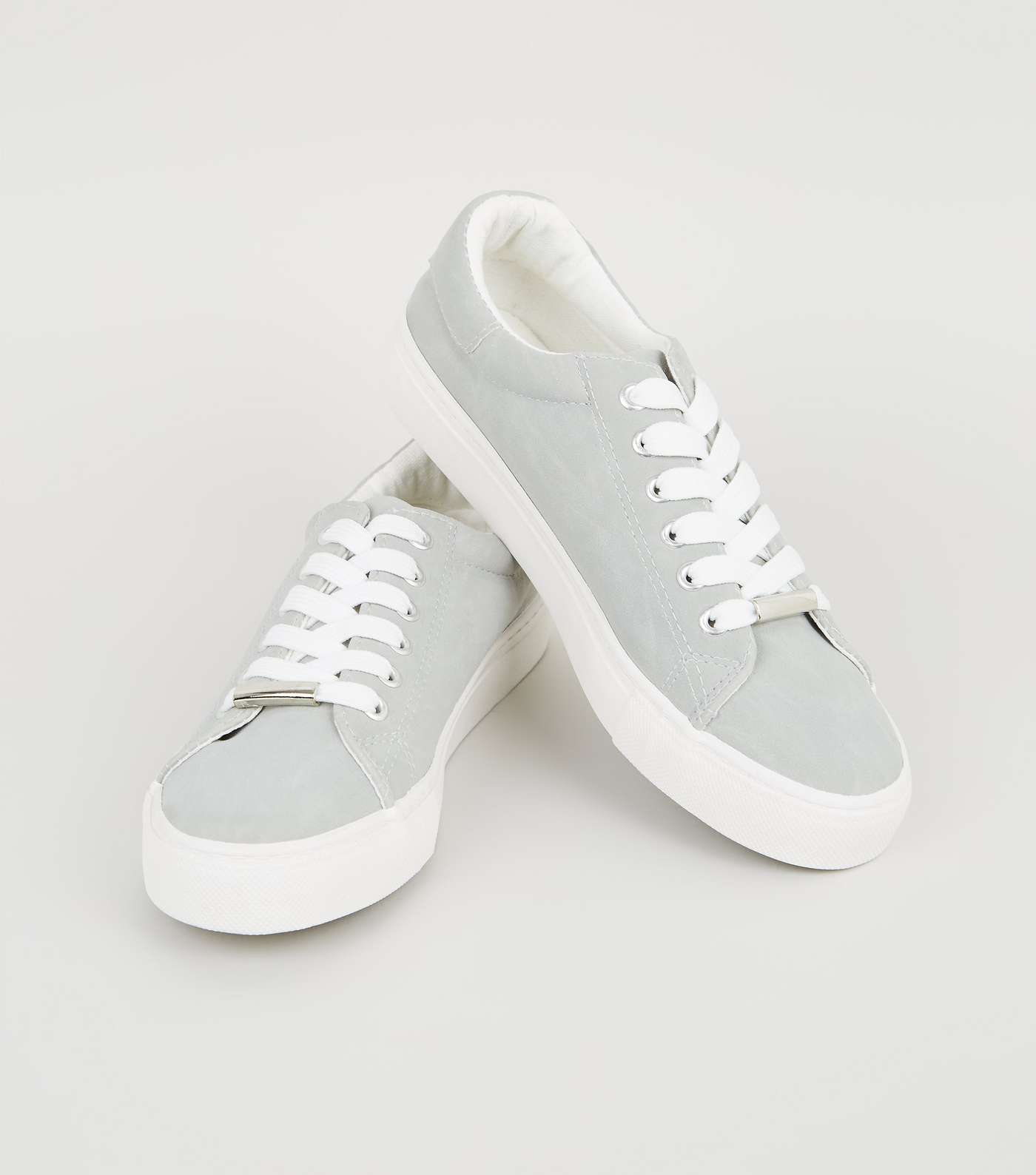 Grey Faux Nubuck Lace Up Trainers Image 4
