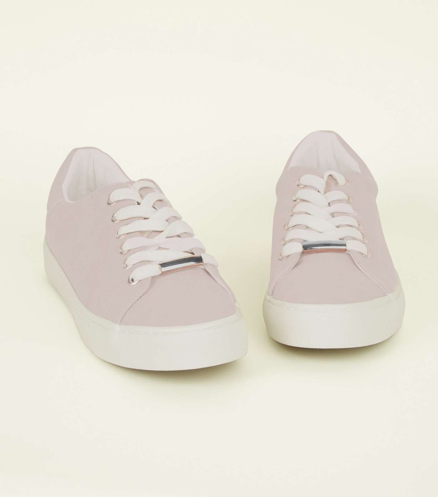 Lilac Faux Nubuck Lace Up Trainers Image 4