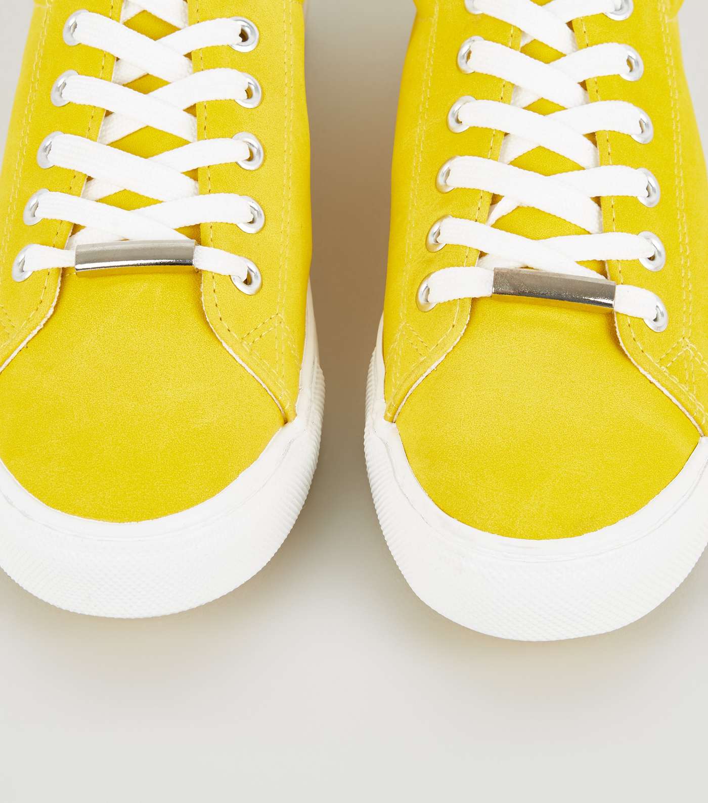Yellow Faux Nubuck Lace Up Trainers Image 3