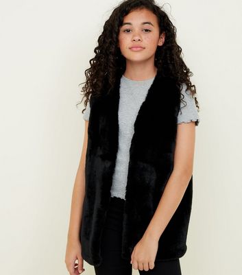 New look black faux fur gilet best sale