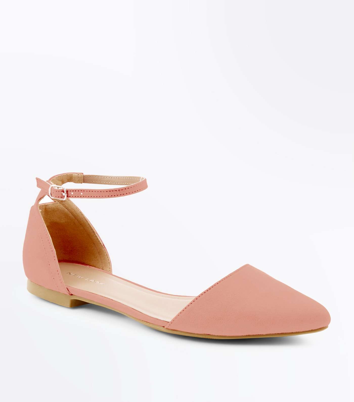 Coral Suedette Cut Out Back Pointed Flats