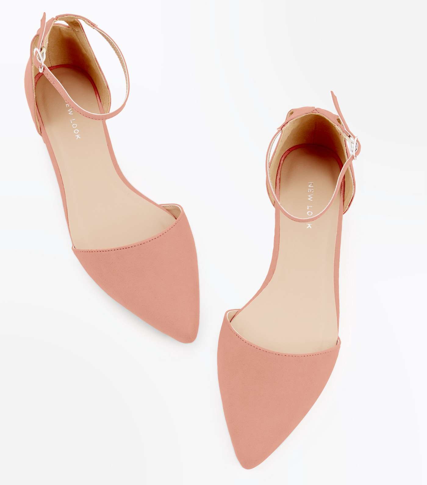 Coral Suedette Cut Out Back Pointed Flats Image 3