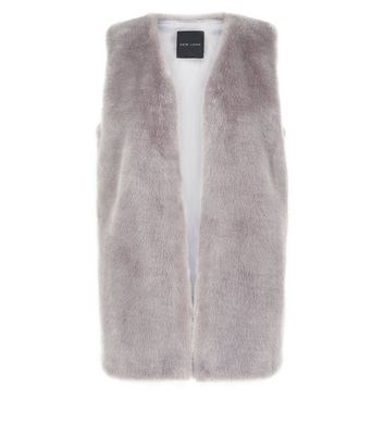 Grey Faux Fur Gilet New Look