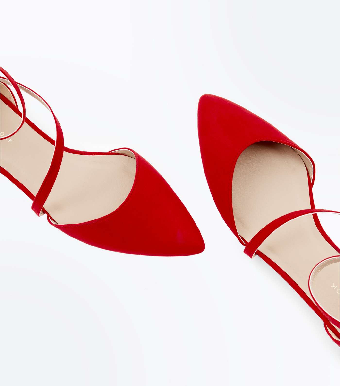 Red Suedette Asymmetric Strap Pointed Pumps Image 3