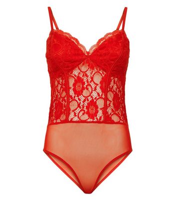 new look red lace bodysuit