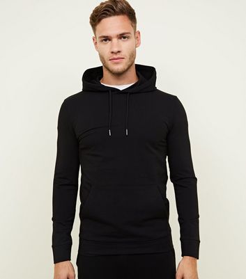 New look shop mens black hoodie