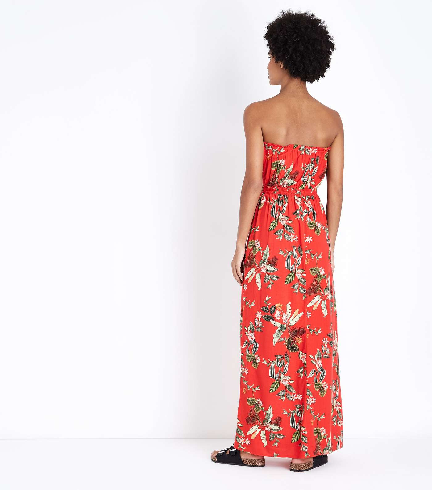 Red Tropical Floral Bandeau Maxi Dress Image 2