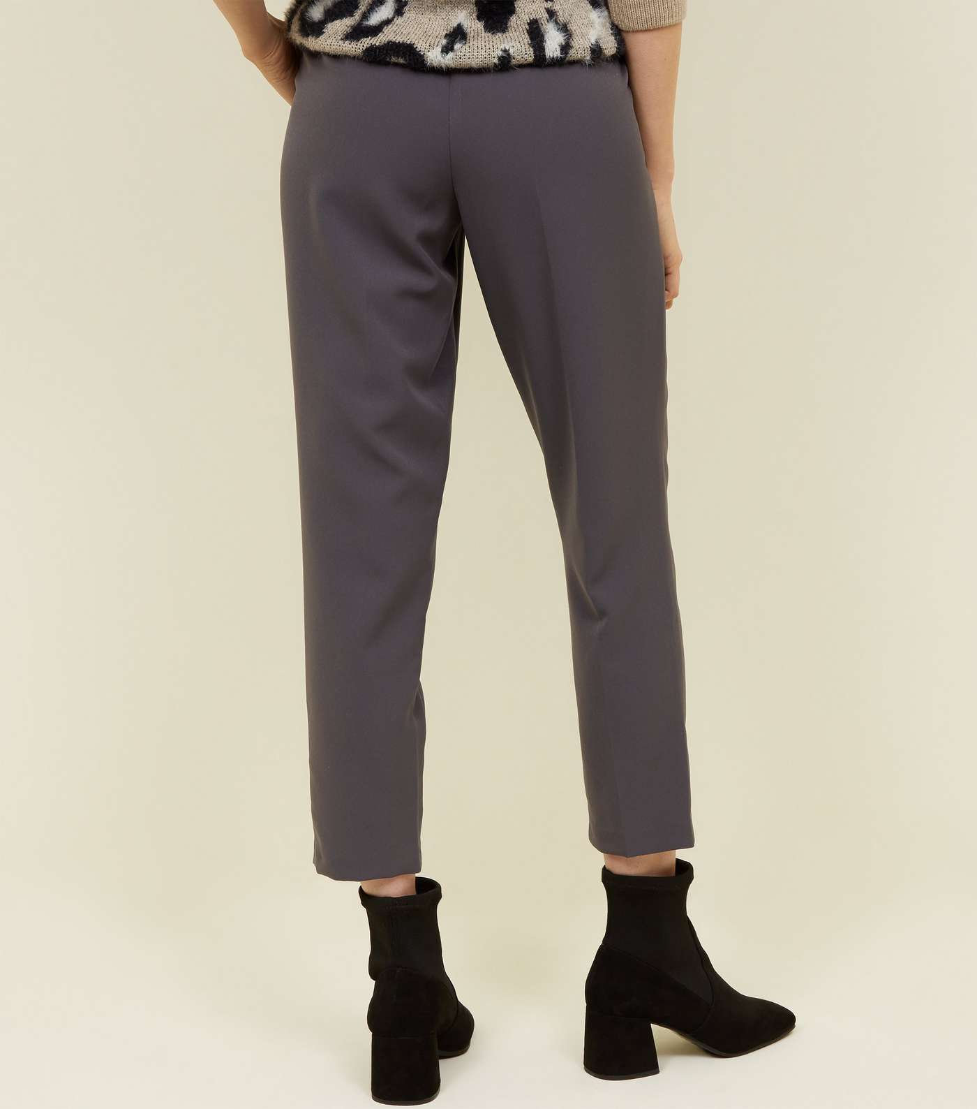 Grey Paperbag Waist Tapered Trousers Image 5