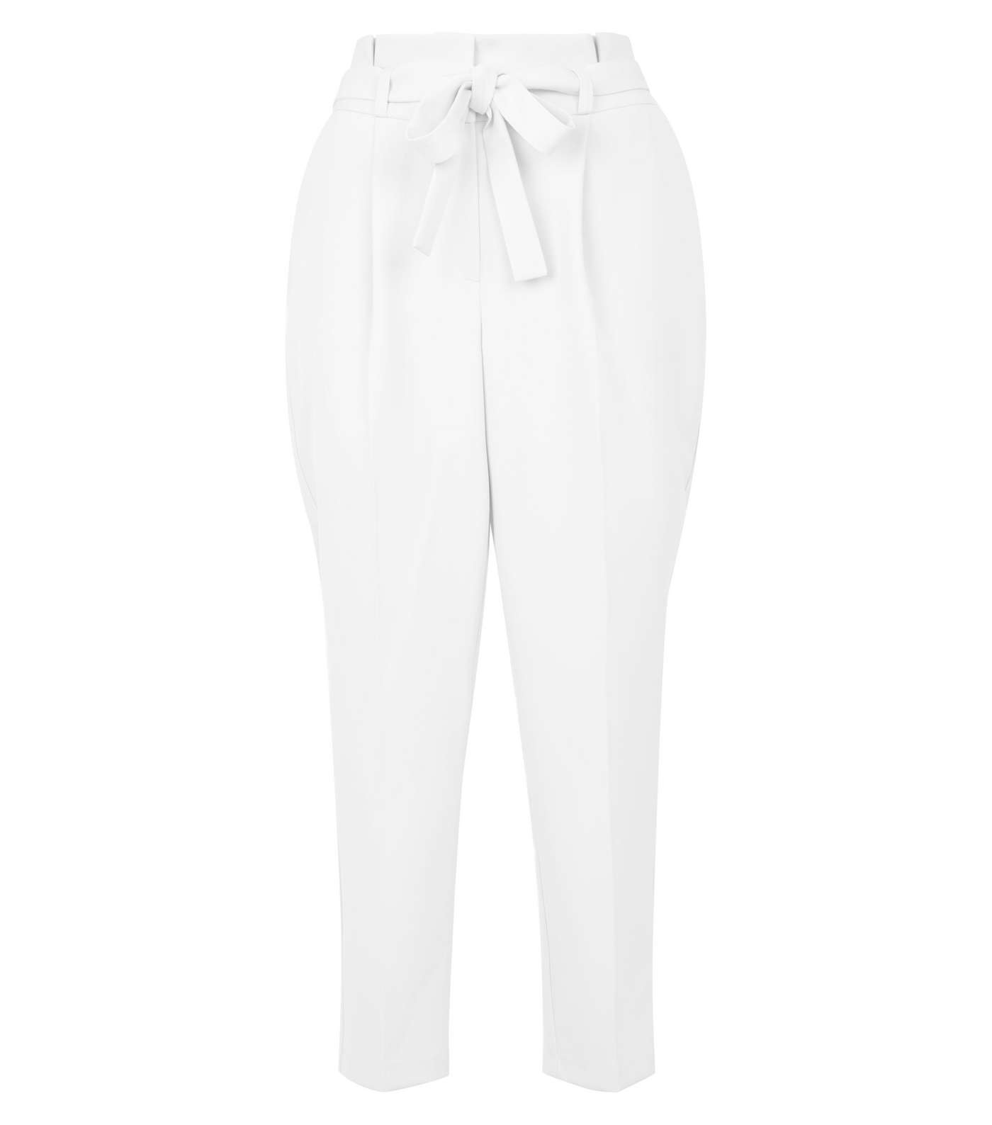 White Paperbag Tapered Trousers Image 4