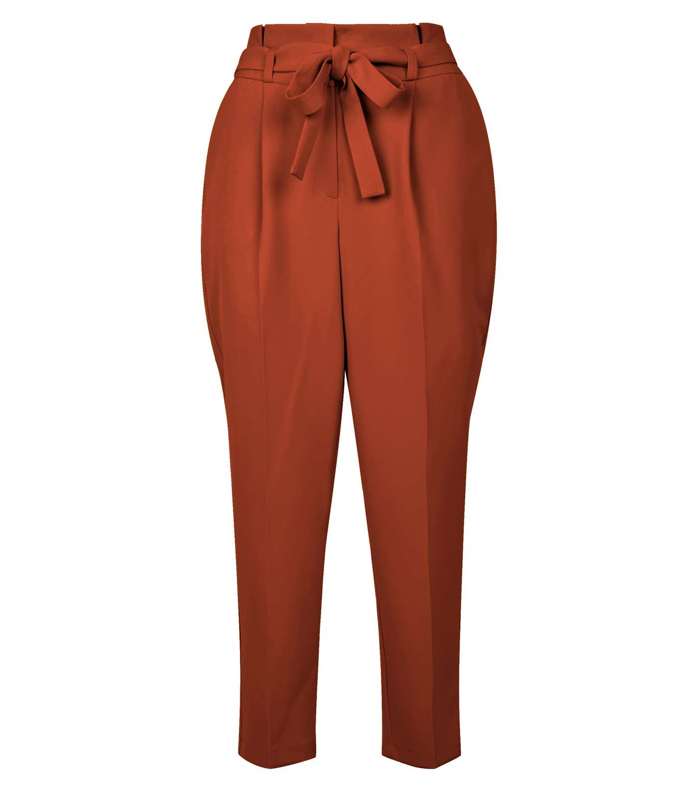 Dark Brown Paperbag Waist Tapered Trousers Image 4