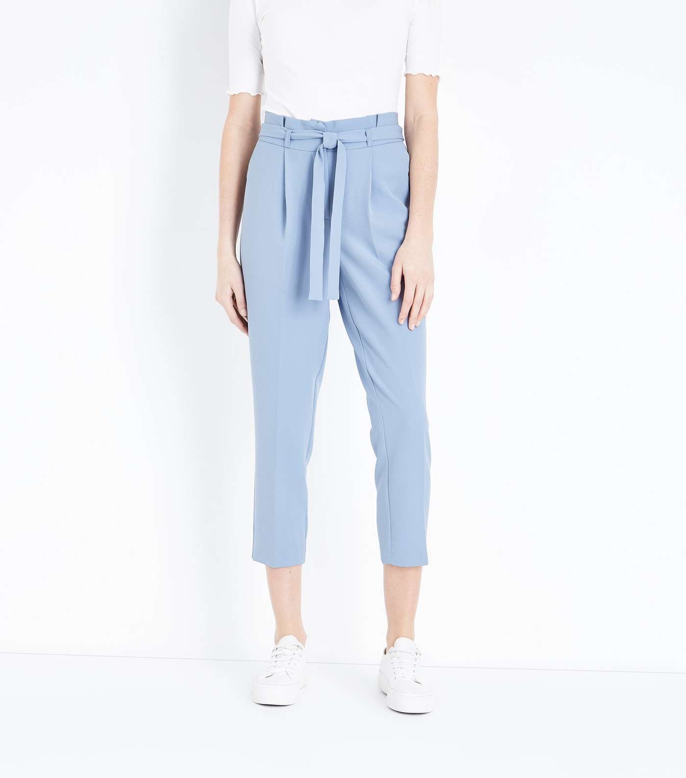 Pale Blue Paperbag Tapered Trousers Image 2