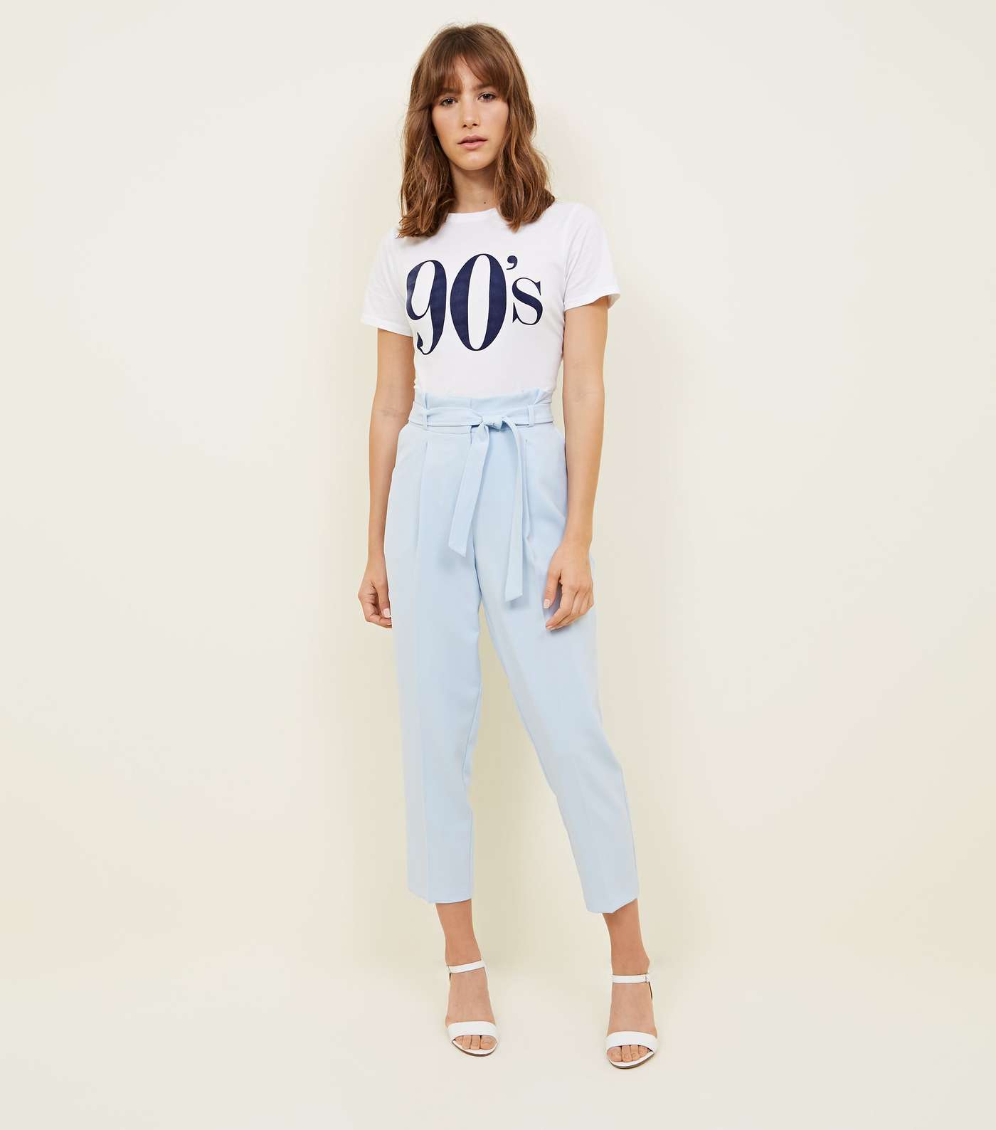 Blue Paperbag Waist Tapered Trousers