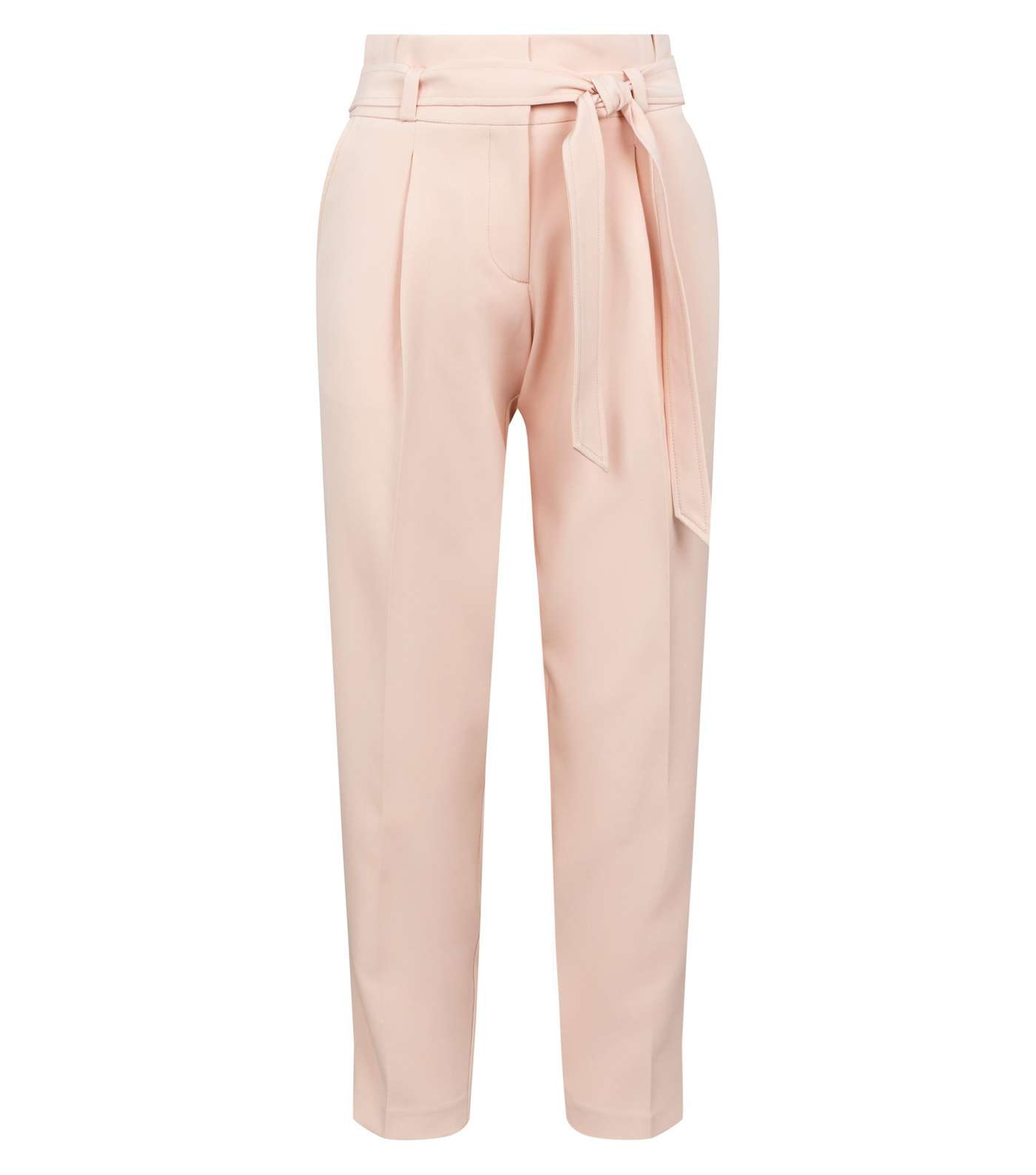 Pale Pink Paperbag Waist Tapered Trousers Image 4