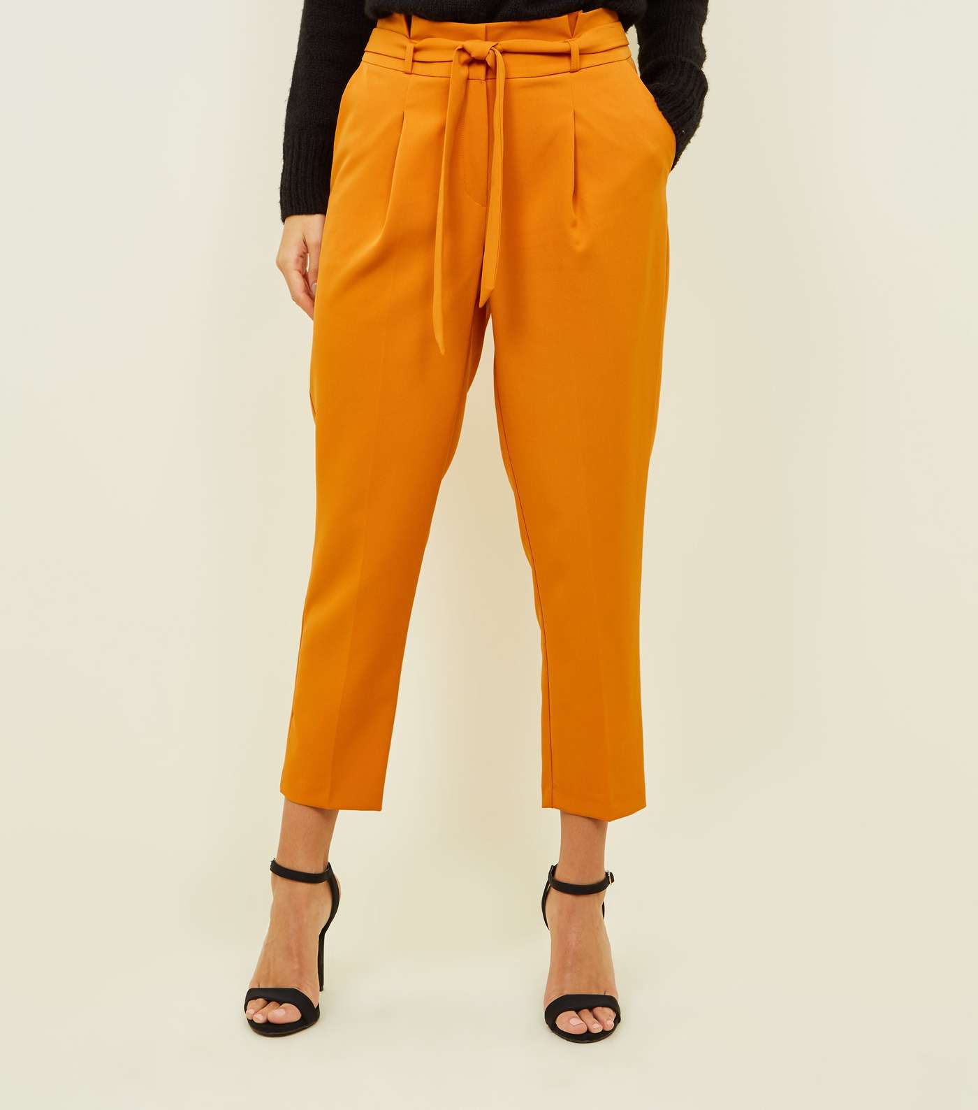 Bright Orange Paperbag Waist Tapered Trousers Image 2