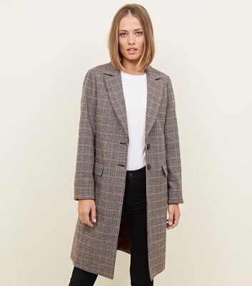 brown check coat