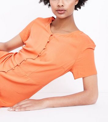 orange button front dress